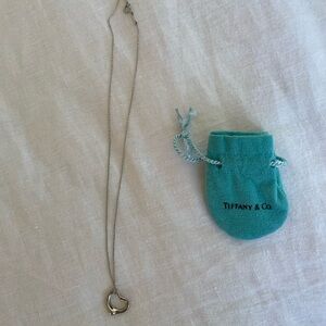Authentic Tiffany & Co. Elsa Peretti Open Heart Necklace with suede pouch